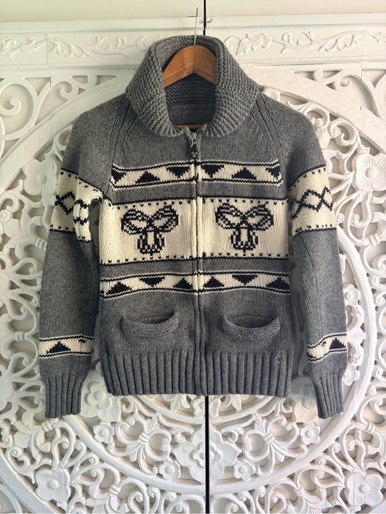 TNA Sweaters - TNA 100% Lambswool Logo Zip Up Wool Sweater Medium